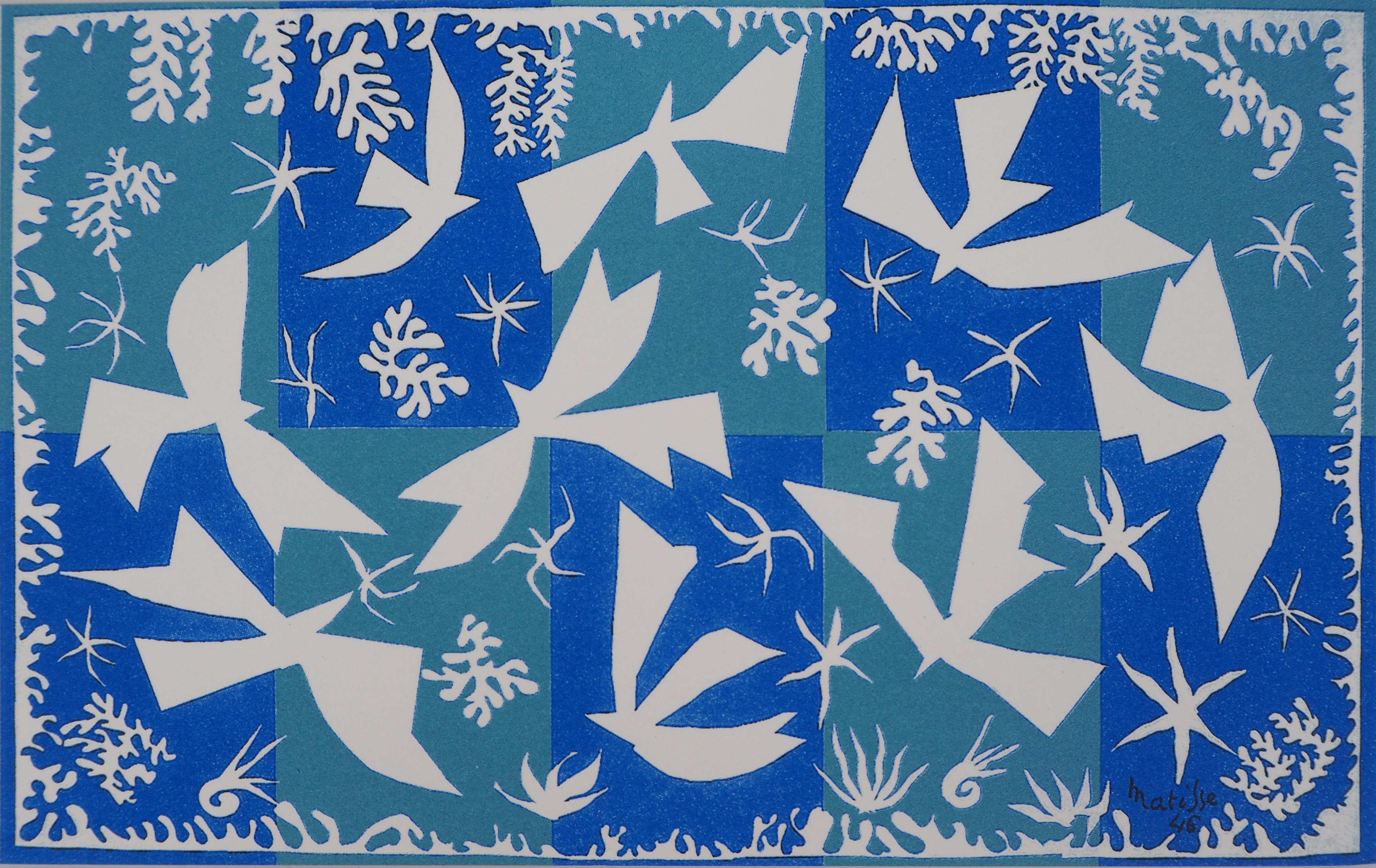 (after) Henri Matisse Figurative Print - Polynesia : Doves in the Sky - Screen print (French President Greeting Card)