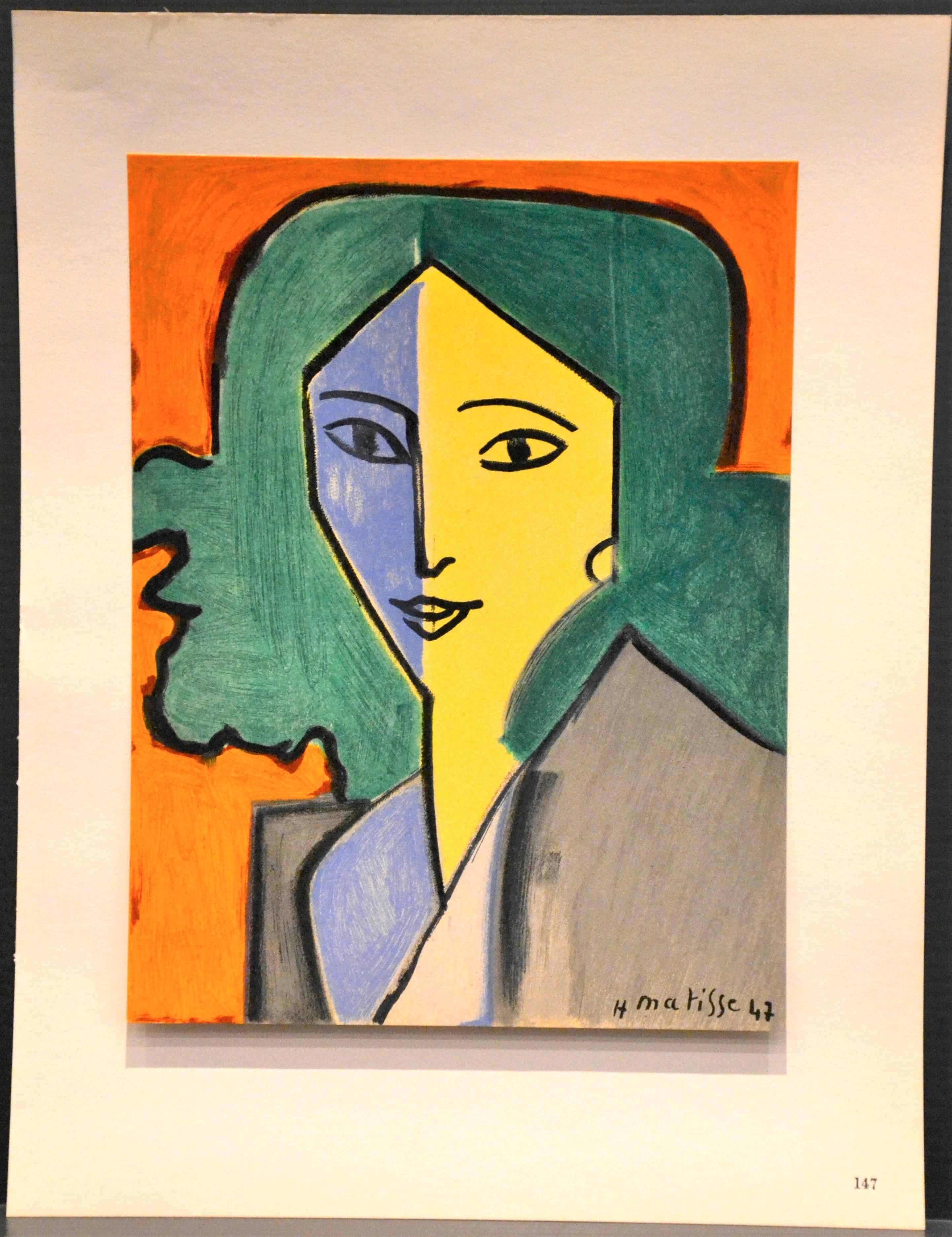 Portrait bleu, vert et jaune - Original Lithograph After Henri Matisse - 1954 - Print by (after) Henri Matisse