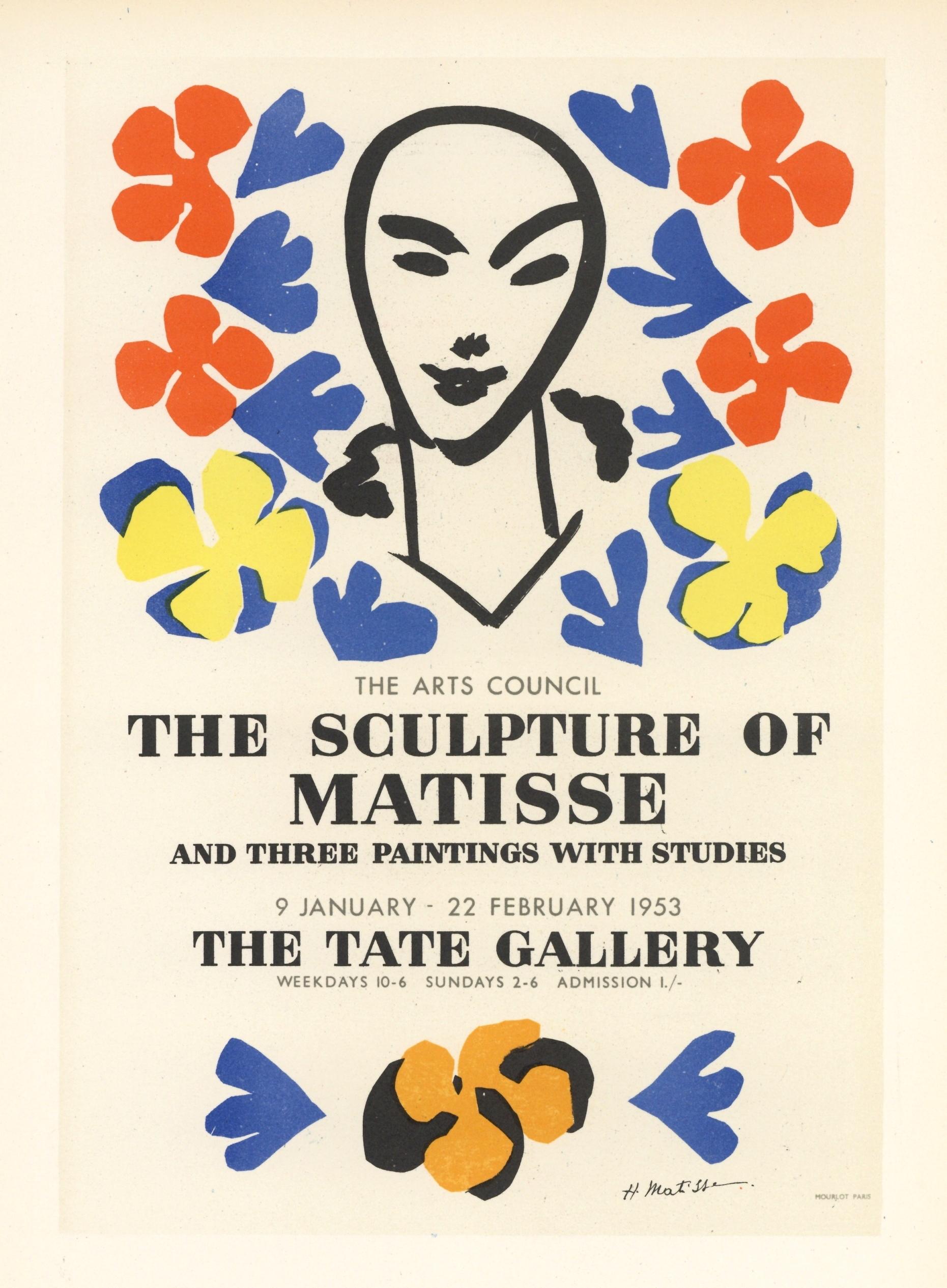 (after) Henri Matisse Portrait Print - "Sculpture of Matisse" lithograph poster