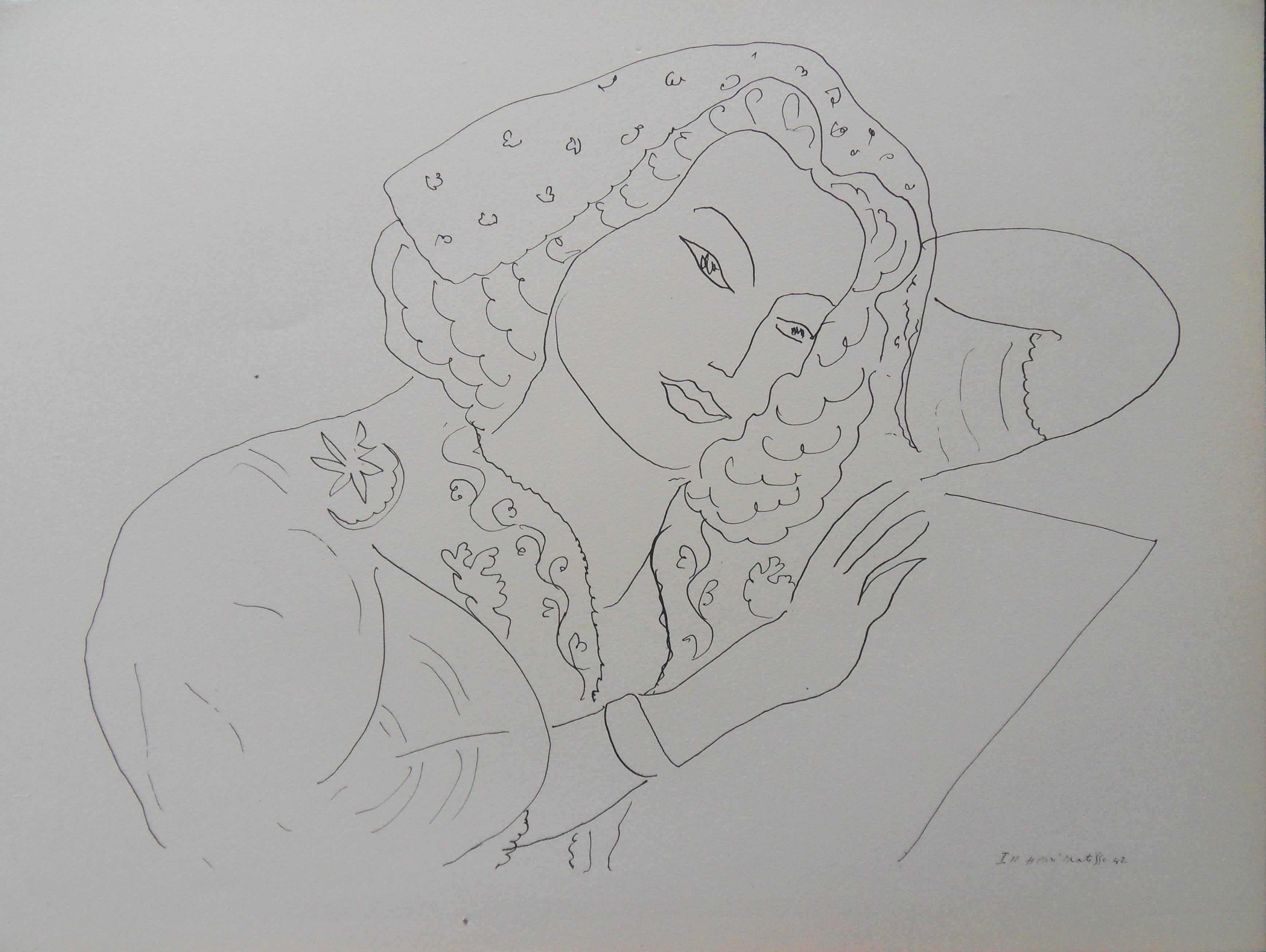 (after) Henri Matisse Portrait Print - Woman Reading a Letter - Lithograph, 1943