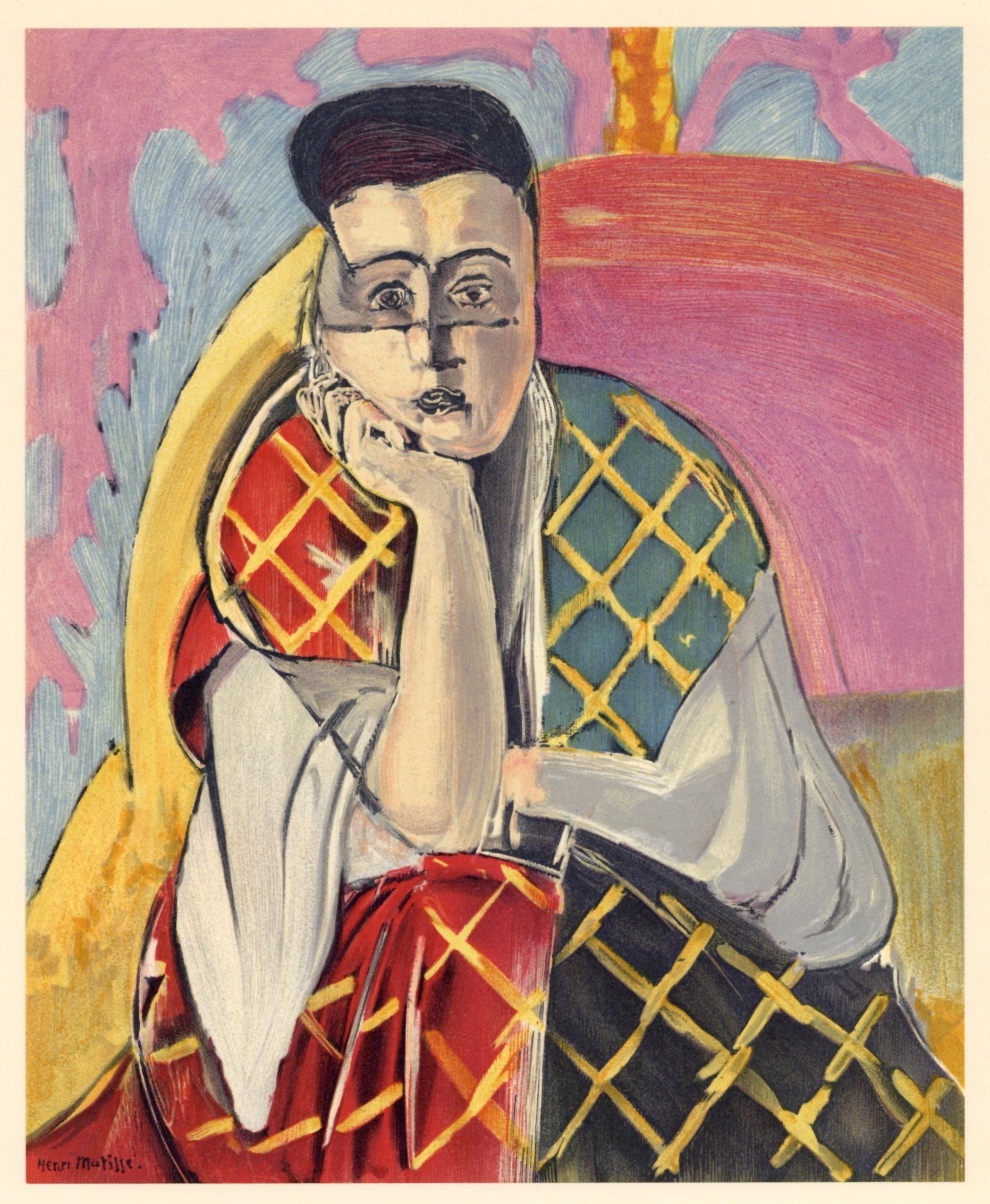 (after) Henri Matisse Portrait Print - "Woman with Veil" lithograph