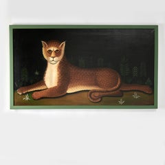Vintage Haitian Painting of a Cat or Leopard