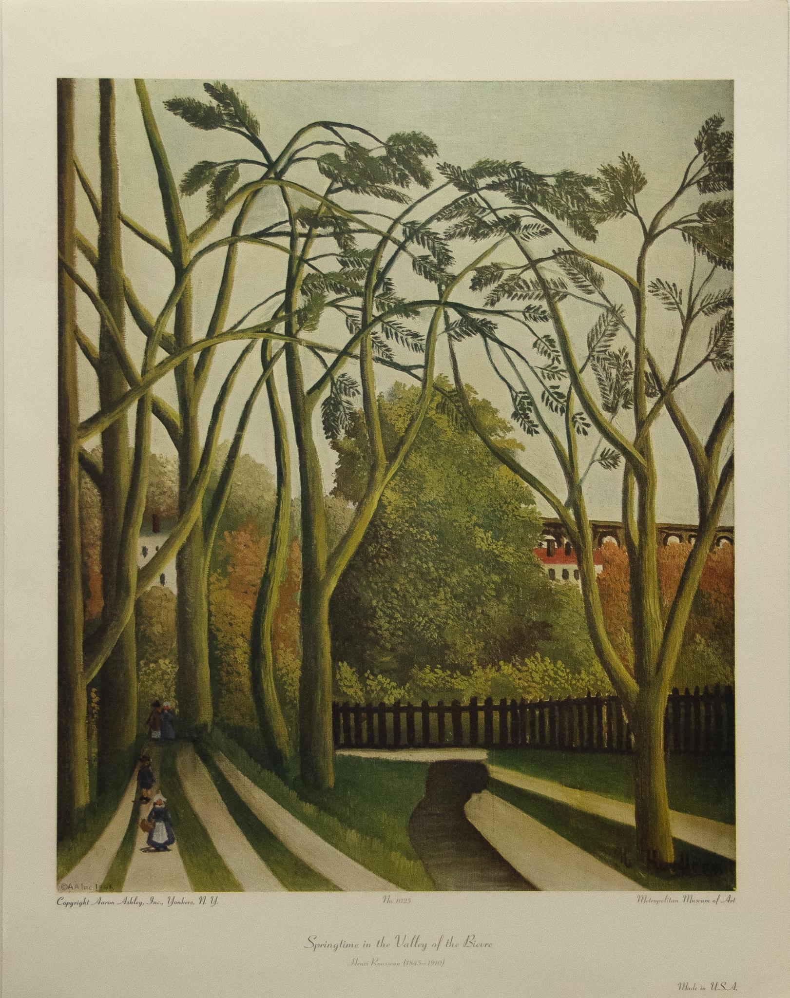(after) Henri Rousseau Landscape Print - "Springtime in the Valley of the Bievre" by Henri Roussean