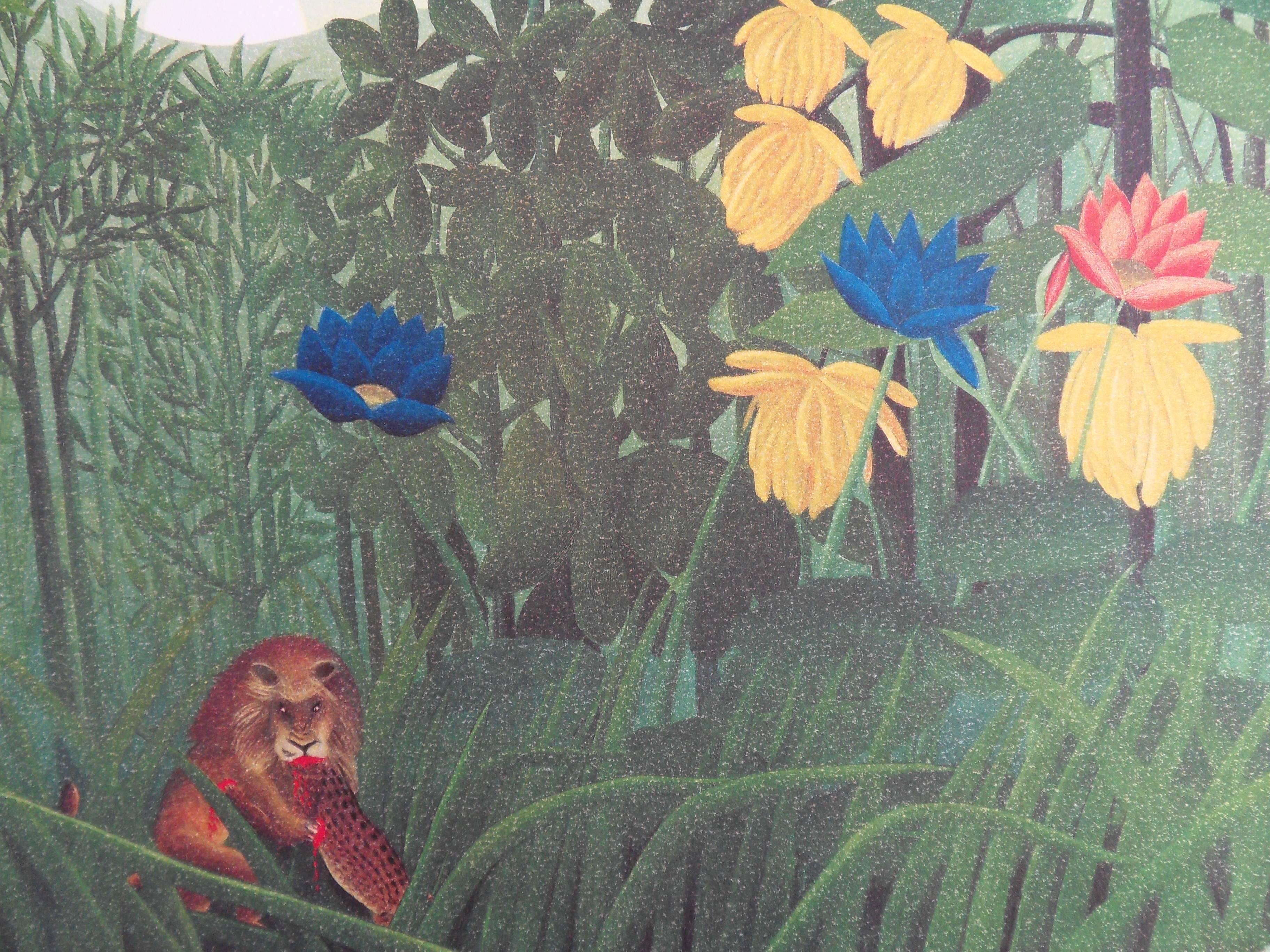 The Meal of the Lion - Lithograph - 300ex - Post-Impressionist Print by (after) Henri Rousseau