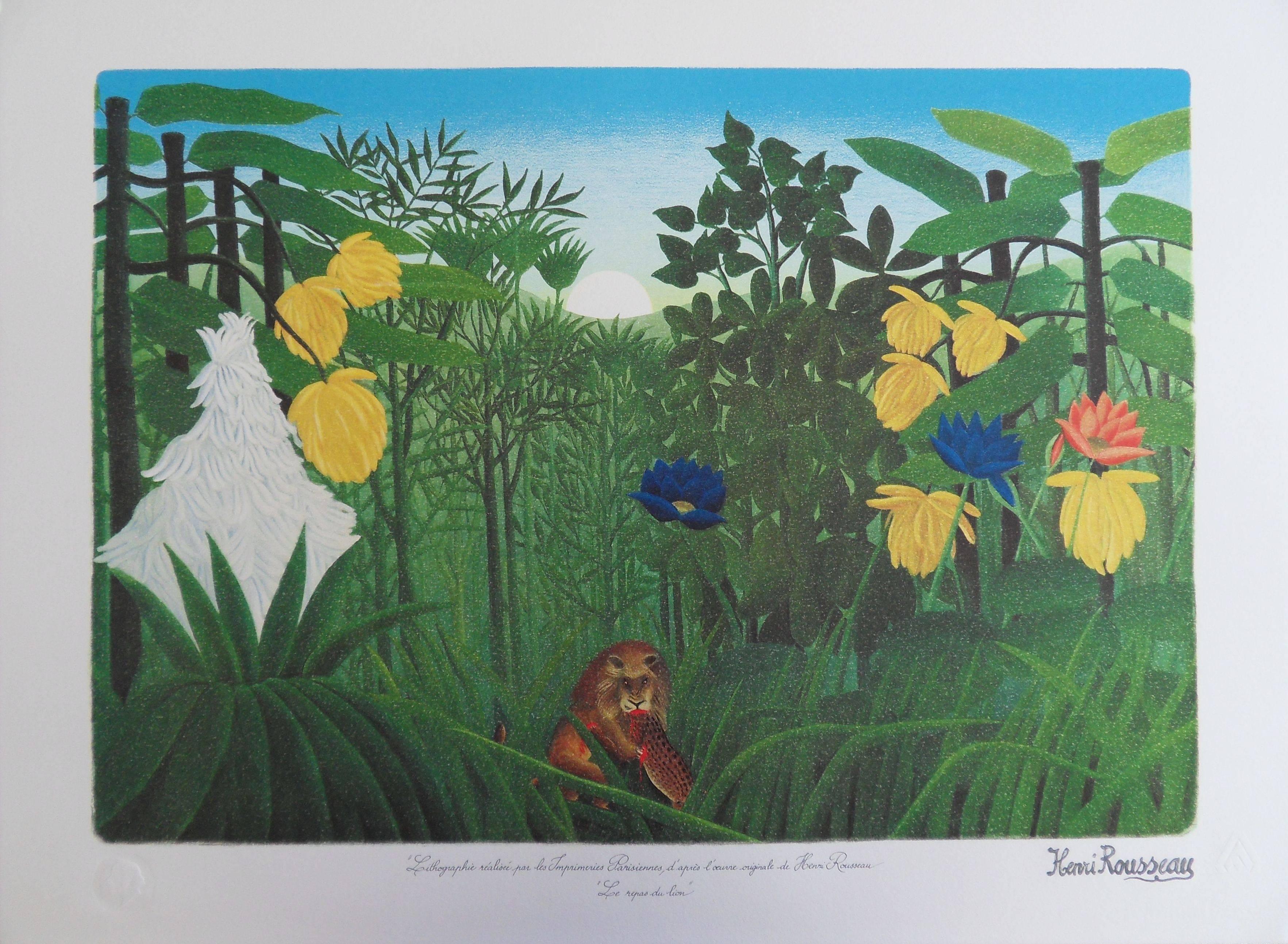 (after) Henri Rousseau Landscape Print - The Repast of the Lion - Lithograph - 300ex