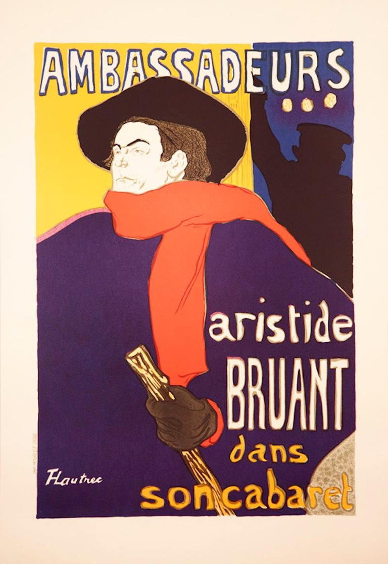 After) Henri Toulouse Lautrec - Ambassadeurs Aristide Bruant in his cabaret  by Henri de Toulouse-Lautrec For Sale at 1stDibs