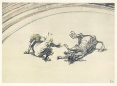 Vintage "Clownesse et cheval" lithograph