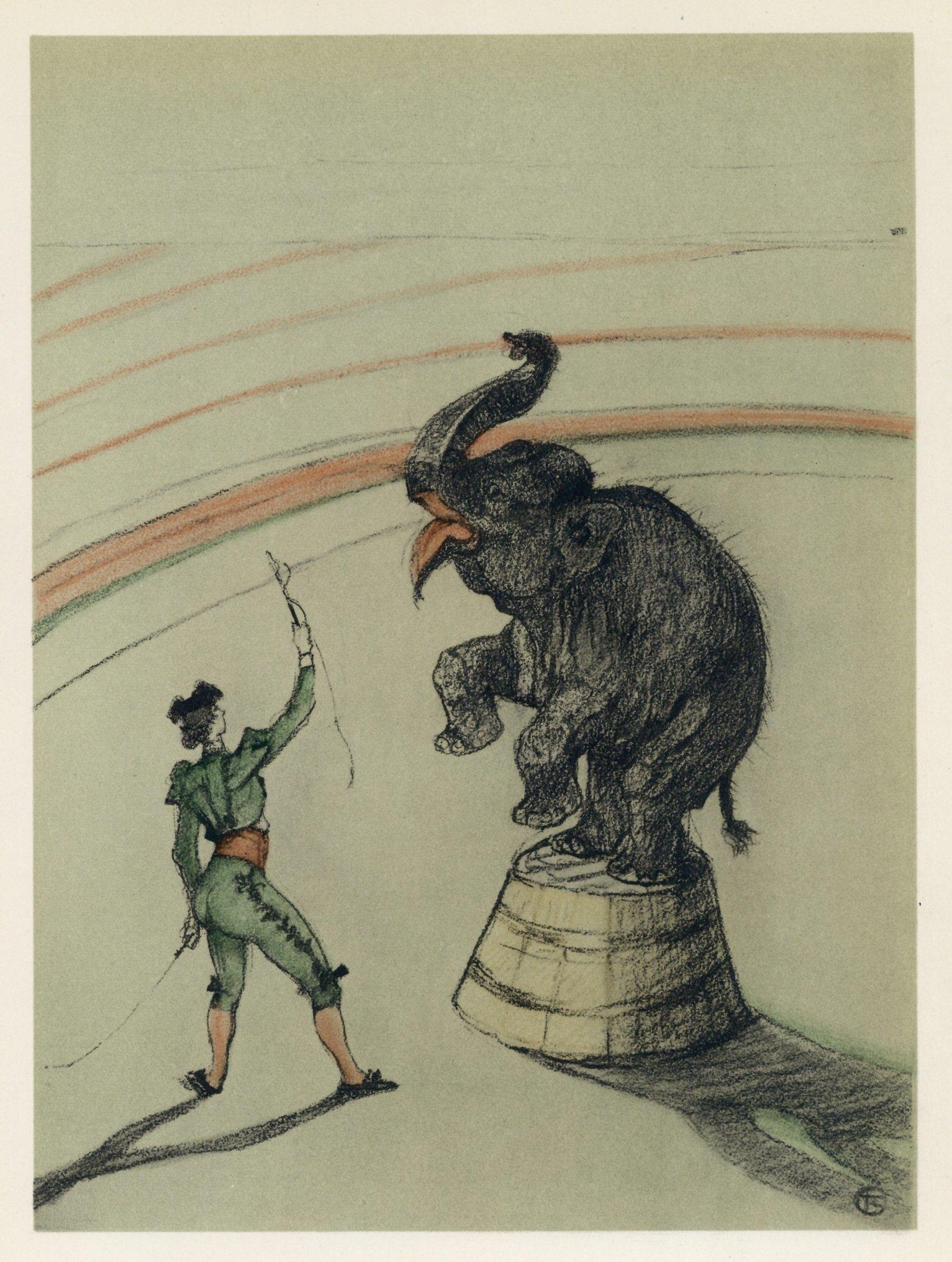 "Elephant en liberte" lithograph - Print by (After) Henri Toulouse Lautrec