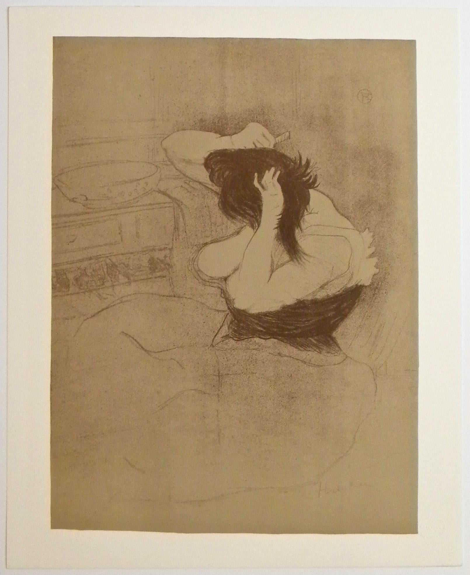 "Femme se peignant" lithograph - Print by (After) Henri Toulouse Lautrec