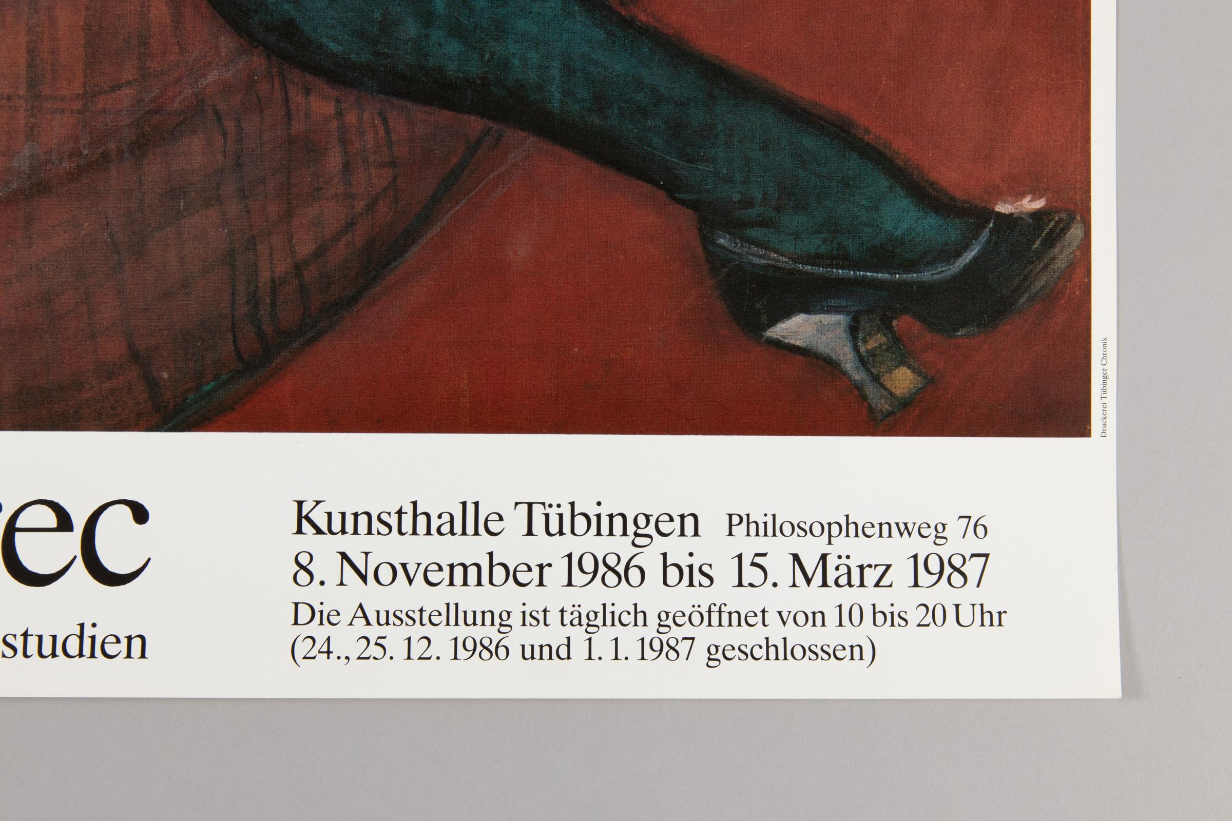 Henri Tououse-Lautrec: Poster originale della mostra del 1987, Kunsthalle Tübingen - Portrait Print Grigio di (After) Henri Toulouse Lautrec