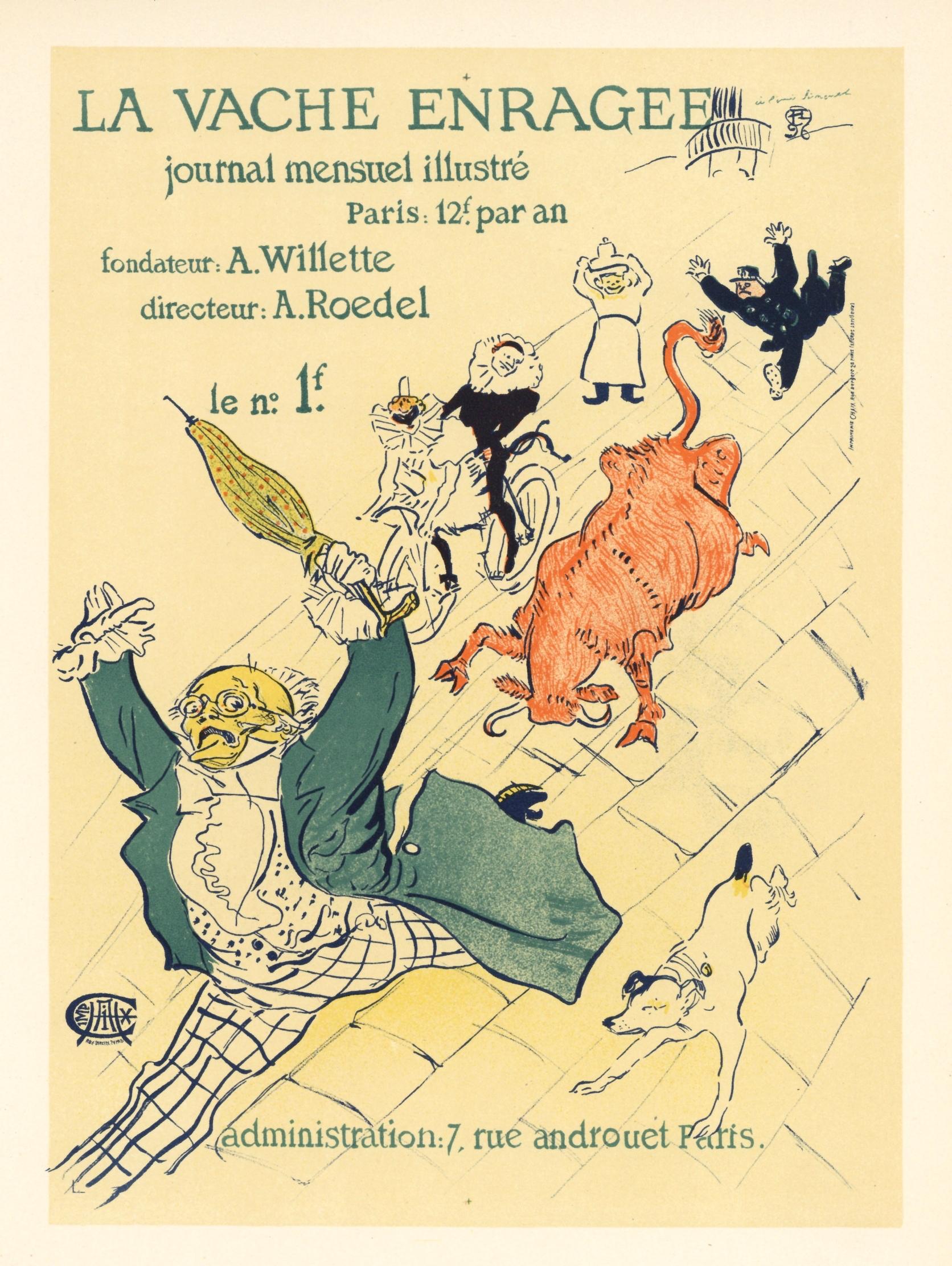 "La vache enragee" lithograph poster - Print by (After) Henri Toulouse Lautrec