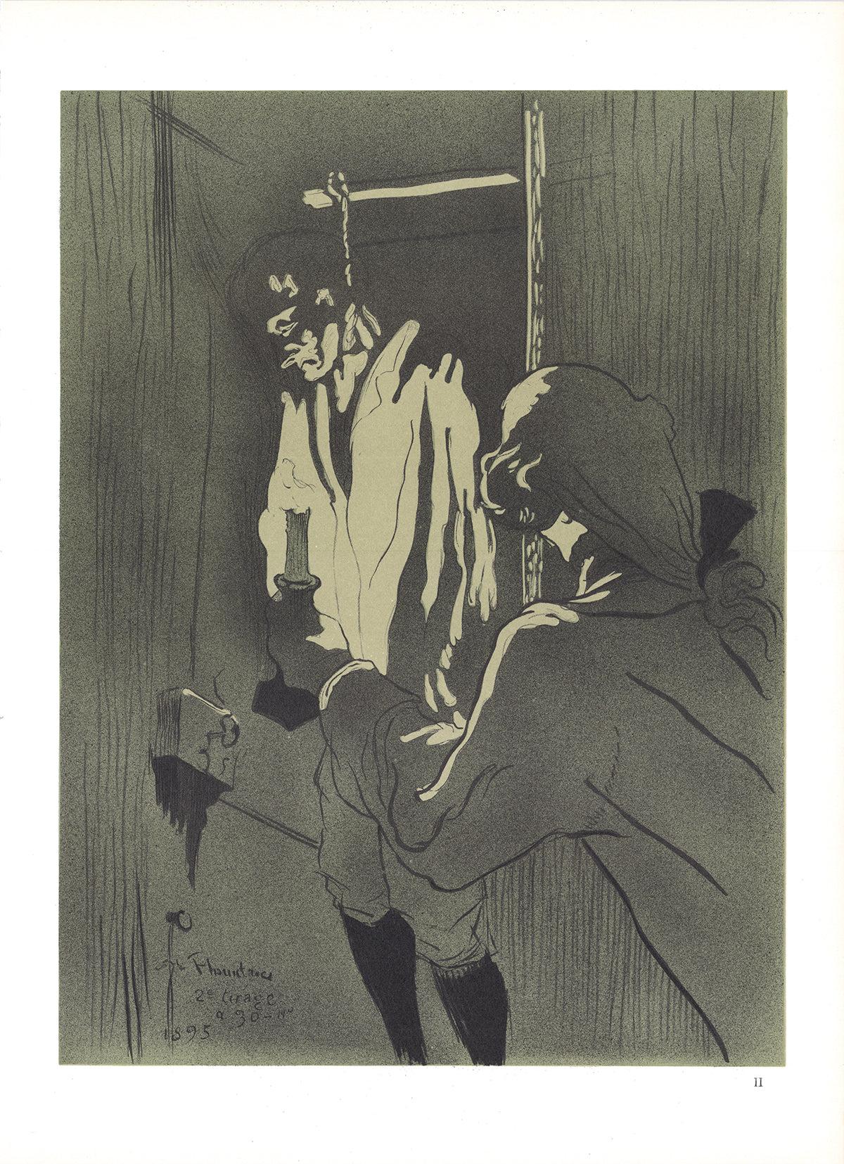 (After) Henri Toulouse Lautrec Portrait Print – Lautrec Le Pendu/Der Henker Lithographie Vintage