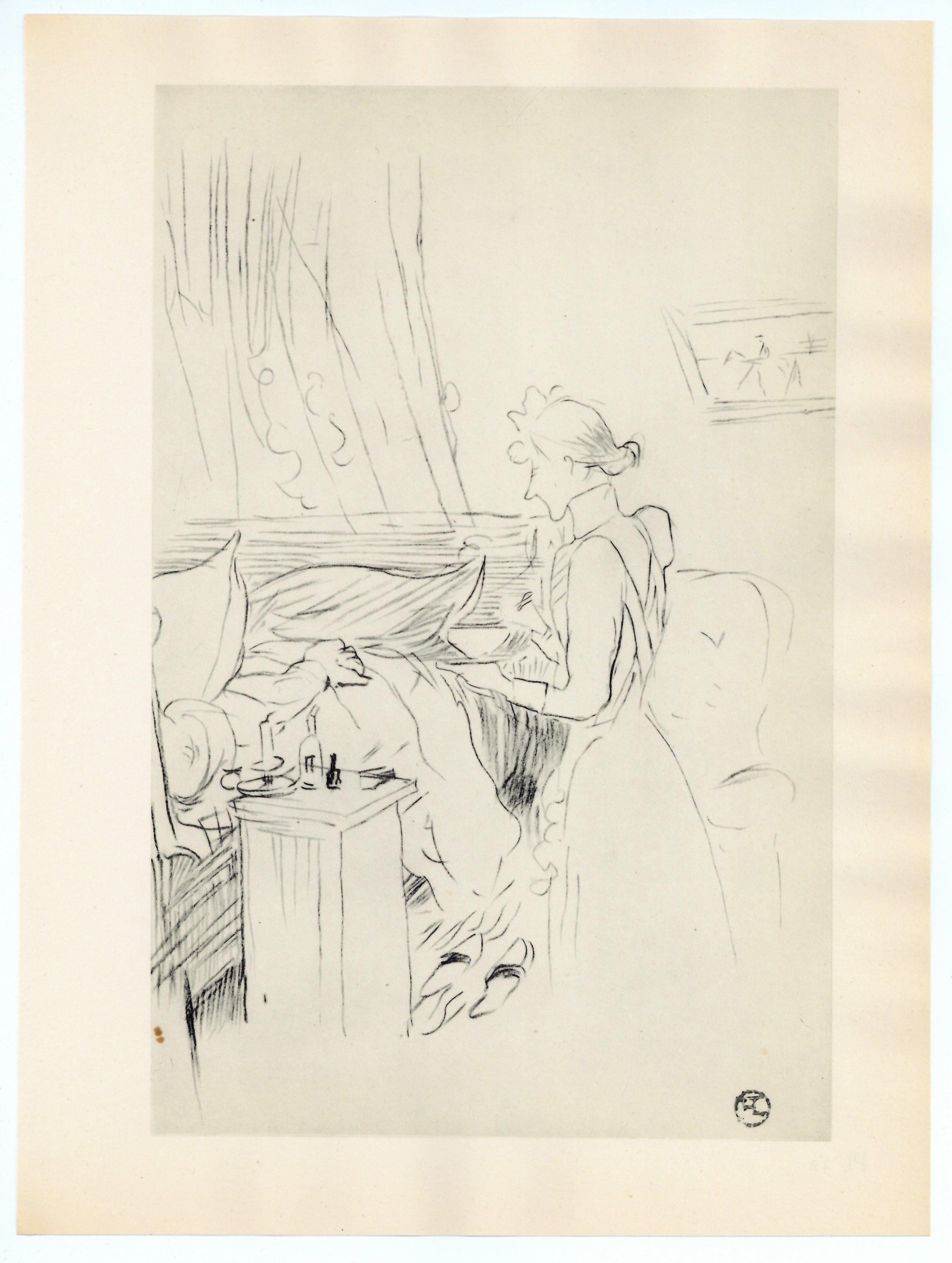 "Litografía "Le malade - Print de (After) Henri Toulouse Lautrec