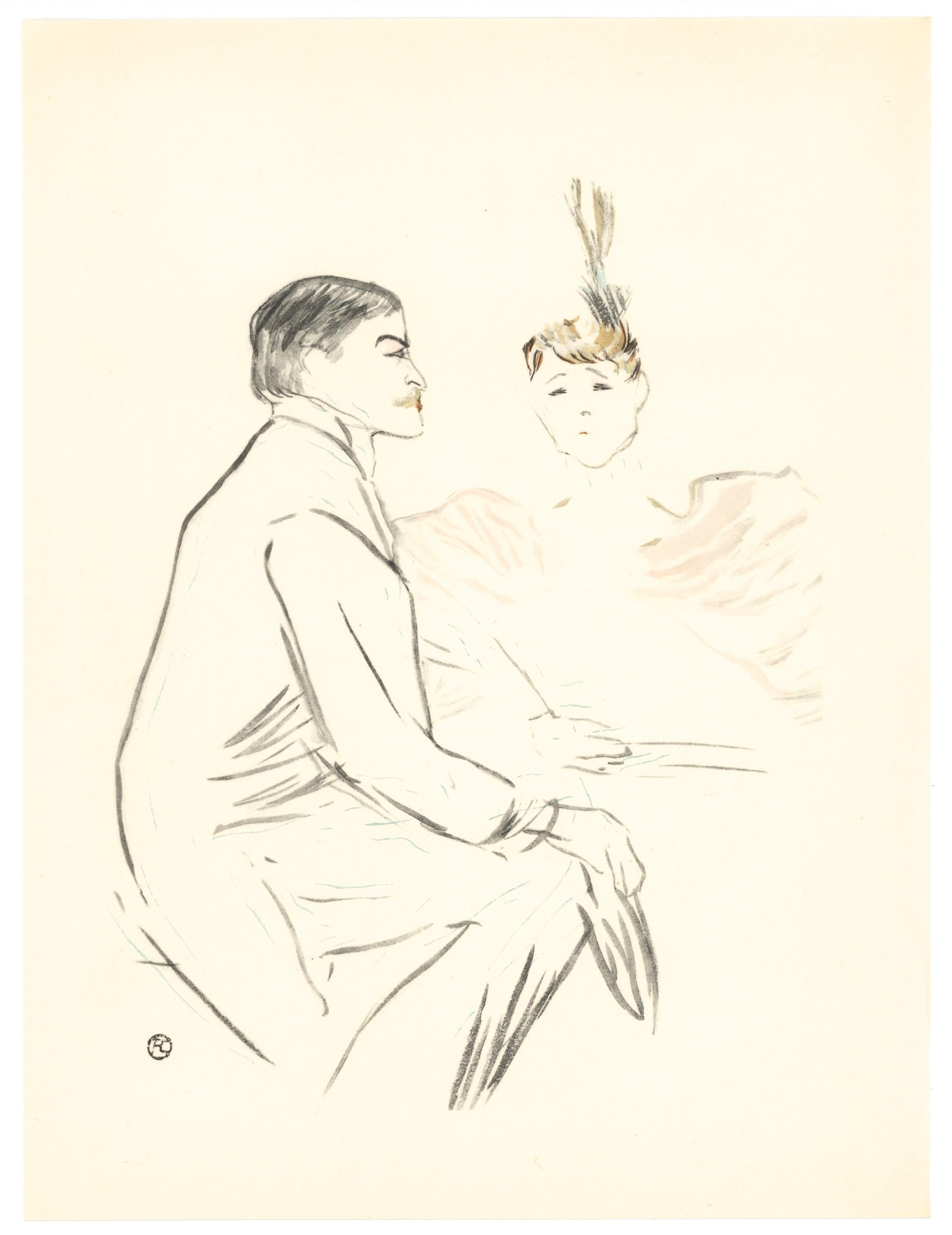 Lithographie de Lucien Guitry et Jeanne Granier - Print de (After) Henri Toulouse Lautrec