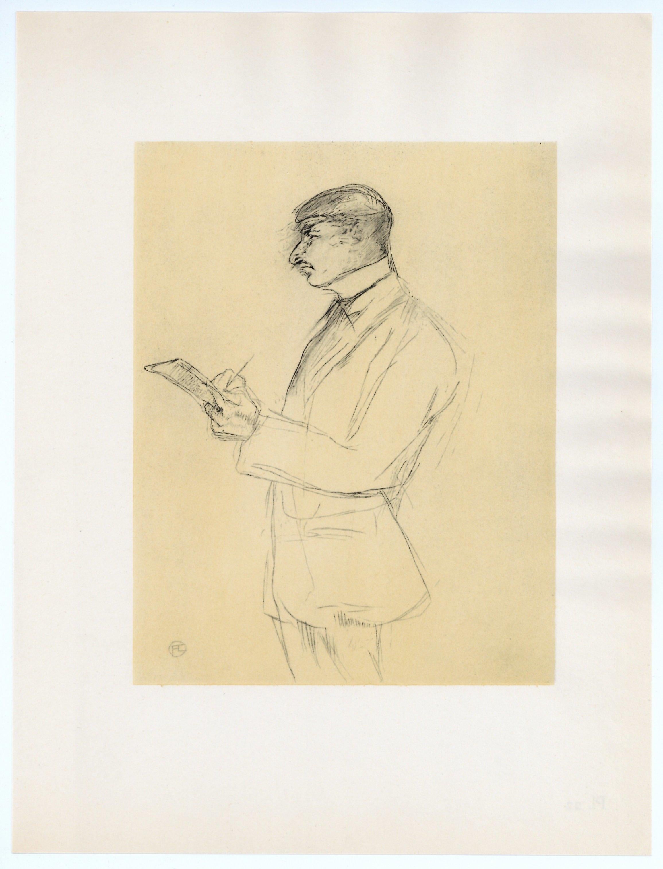 "Monsieur Bougle en casquette" litografía - Print de (After) Henri Toulouse Lautrec