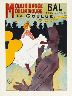 Affiche lithographique Moulin Rouge:: La Goulue d'Henri de Toulouse-Lautrec (d'après)