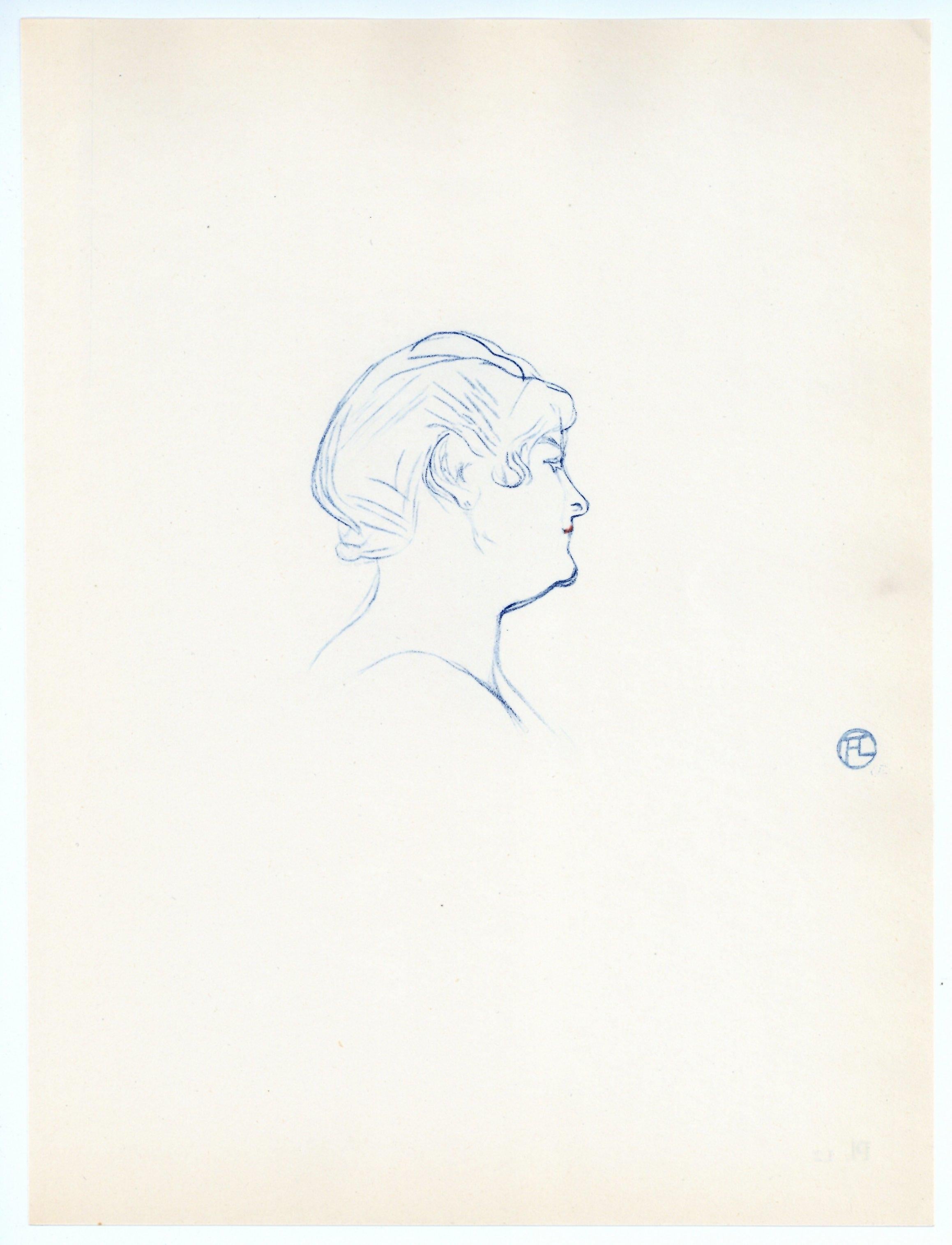 "Tête de femme de profil" lithograph - Print by (After) Henri Toulouse Lautrec