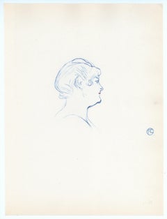 "Tête de femme de profil" lithograph