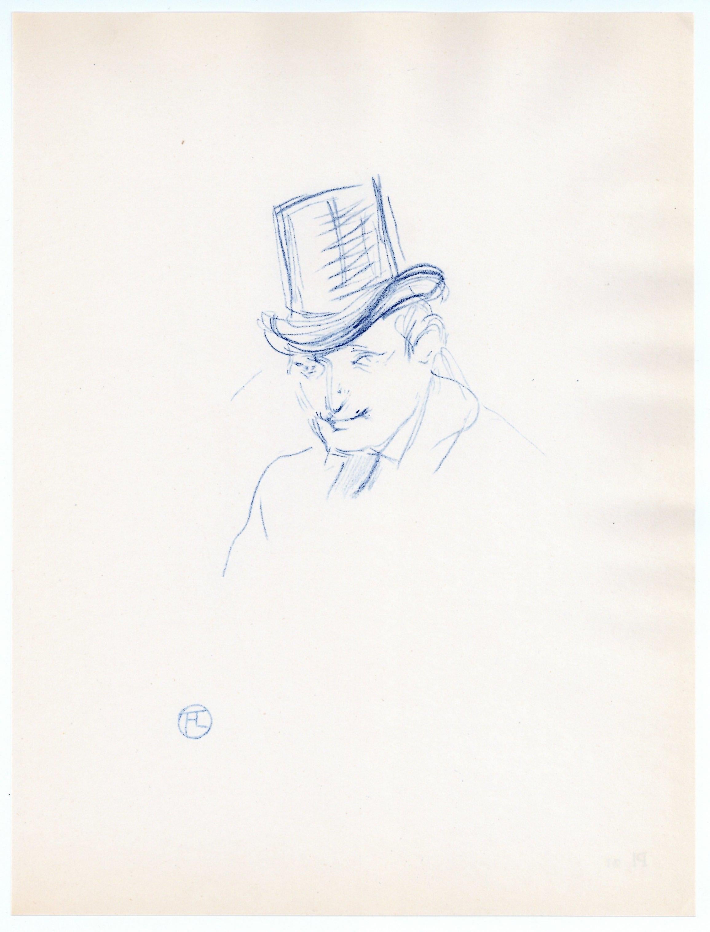 "litografia "Tête d'homme - Print di (After) Henri Toulouse Lautrec