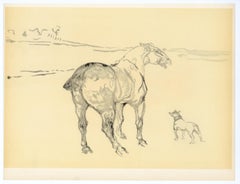 Vintage "Un Petit Cob et un Fox-Terrier" lithograph