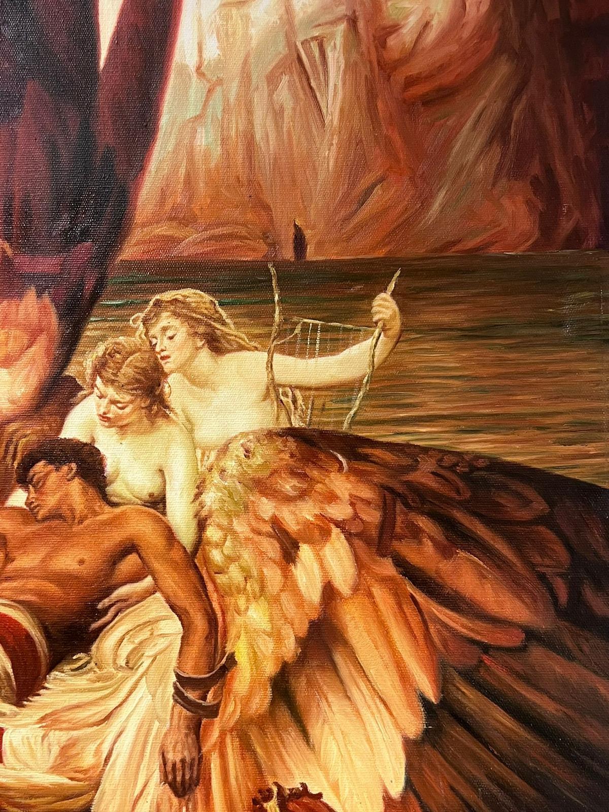 The Lament of Icarus Large Signed Oil Painting on Canvas Mythological Nudes For Sale 2