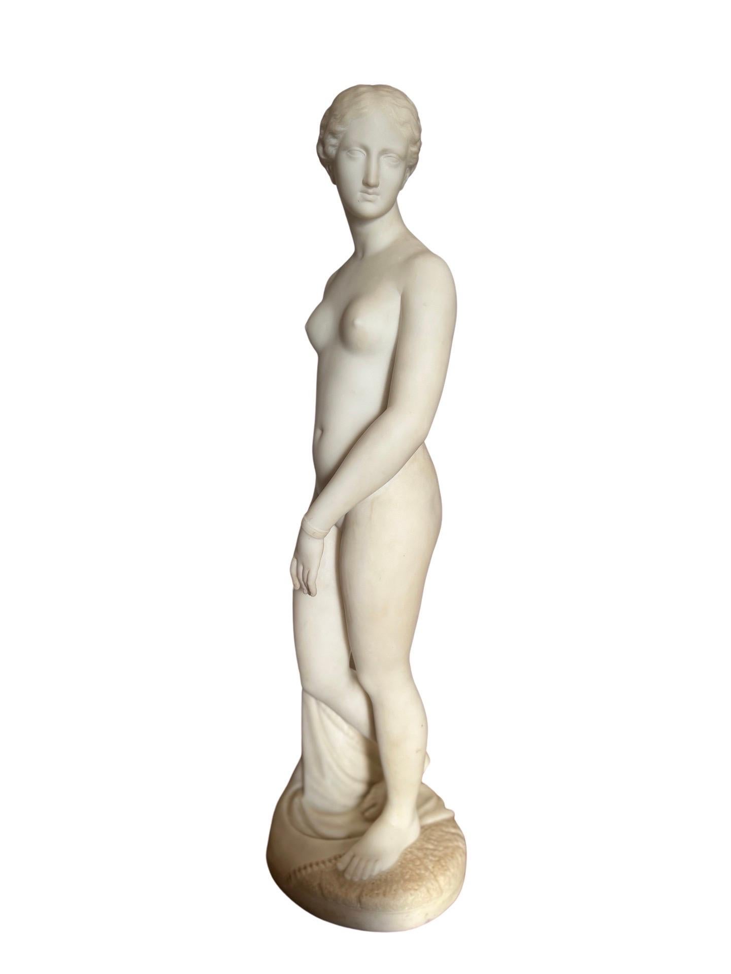 Carrara Marble After Hiram Powers, Grand Tour Marble Sculpture of “the Greek Slave” For Sale