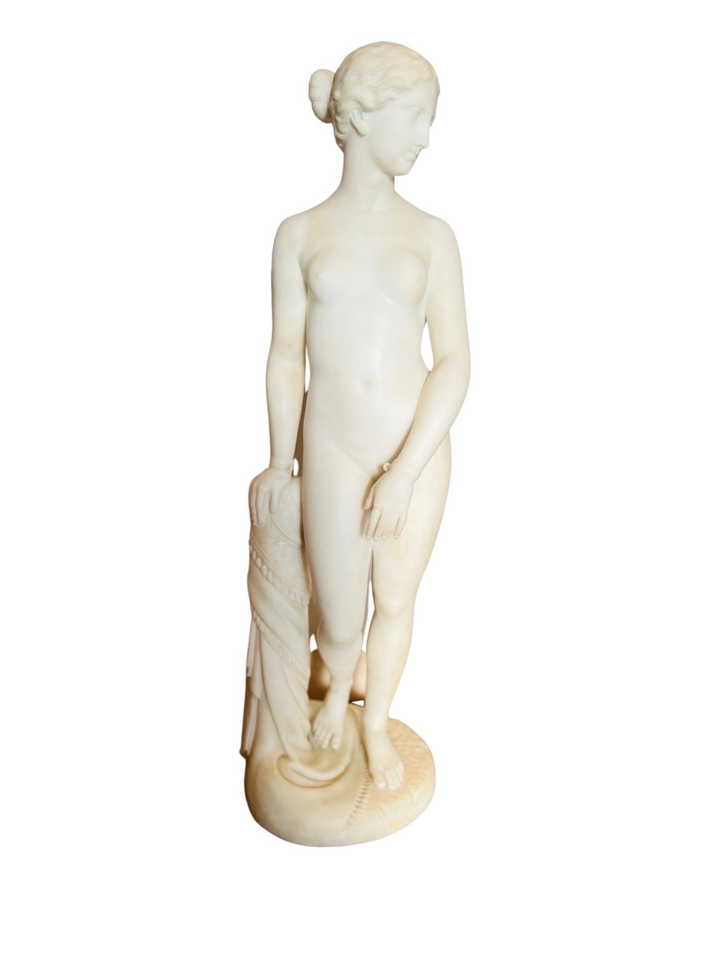 Grec classique D'après Hiram Powers, sculpture en marbre Grand Tour du esclave grec en vente