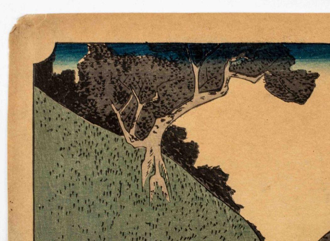 Nach Hiroshige „Utsu Mountain“ Holzschnitt im Angebot 1