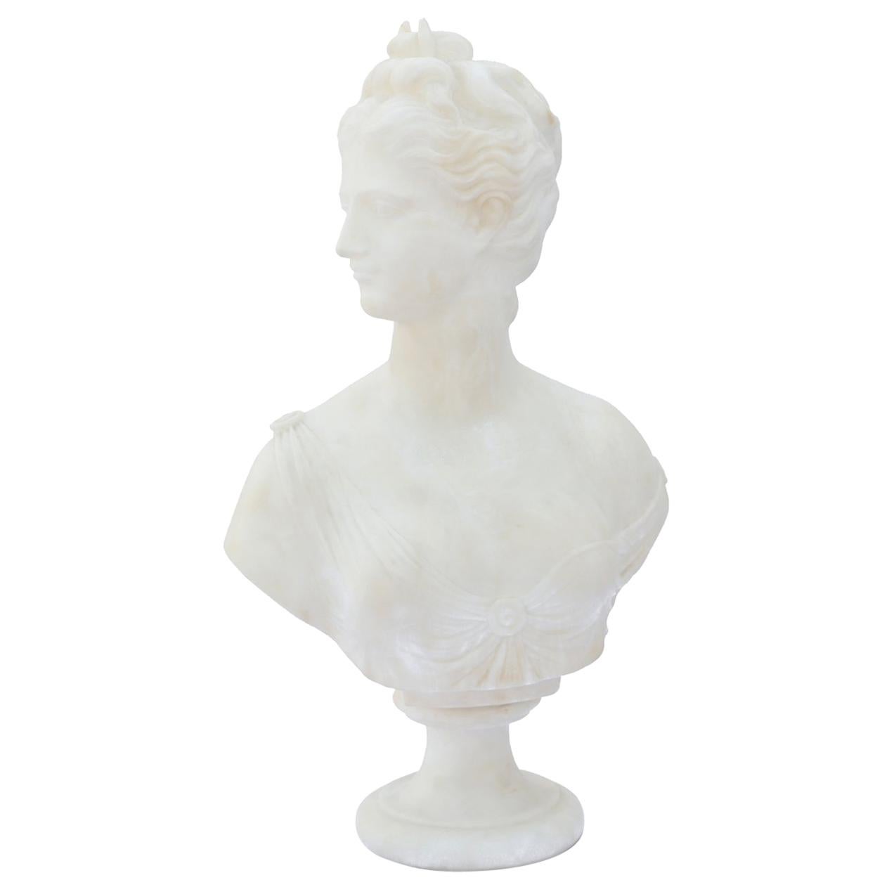 After Houdon, Alabaster Bust of Diana
