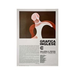 1969 original exhibition poster titled "Grafica Inglese" - Girl at Night