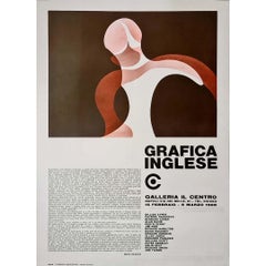 1969 original exhibition poster titled "Grafica Inglese" - Girl at Night