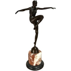 After J. Phillips Art Deco Bronze Flapper Sculpture