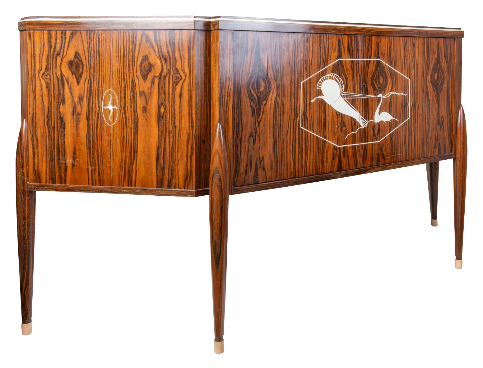 Mahogany After Jacques-Emile Ruhlmann, Art Deco Side Cabinet, circa 1940