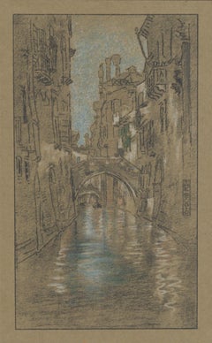 Antique "A Venetian Canal" lithograph 1905