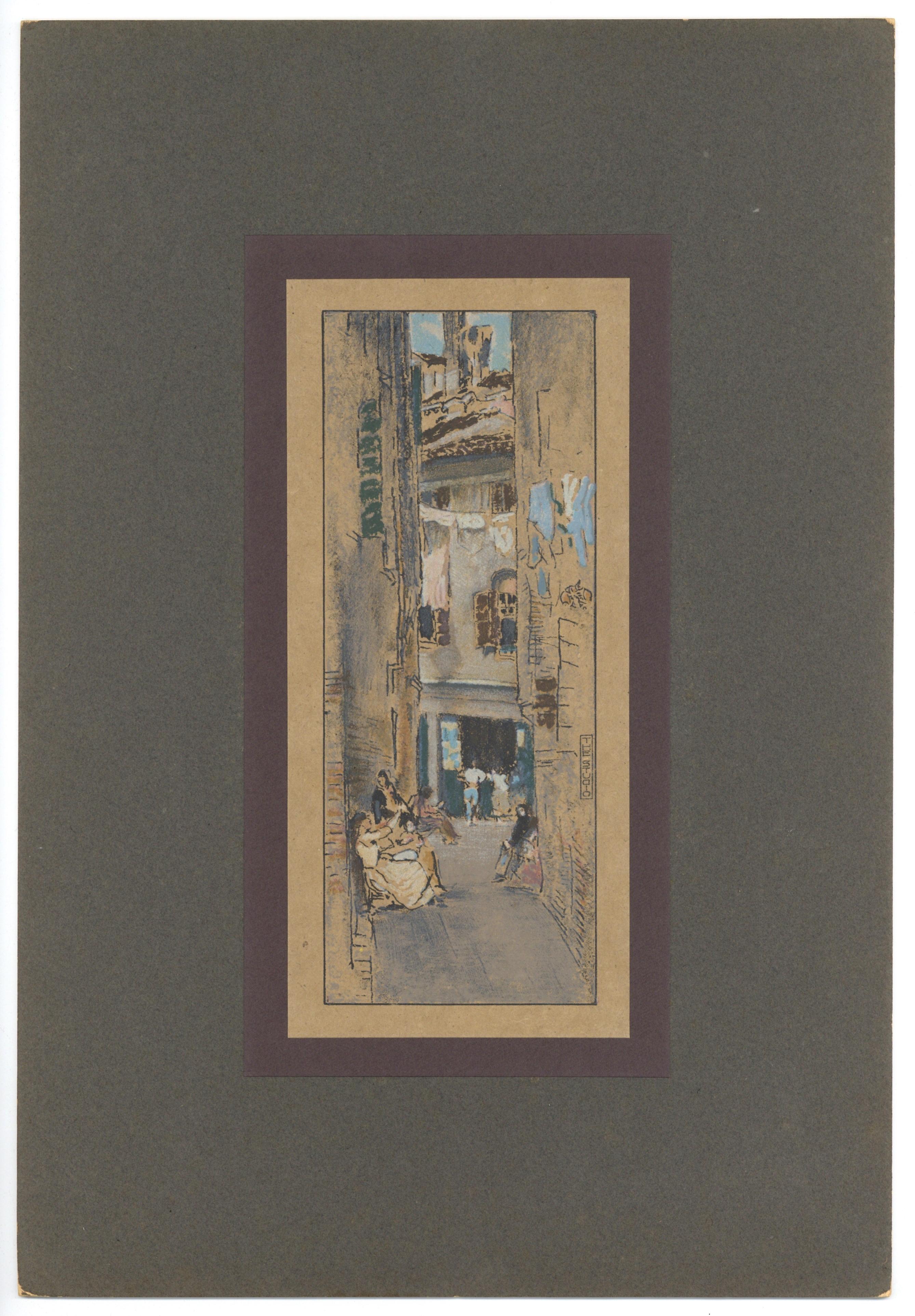 Medium: lithograph (after the pastel). The lithography was executed by Whistler's friend and fellow artist Thomas Way, and published in London by The Studio in 1905 for a rare deluxe portfolio. Printed on smooth wove paper, the lithograph measures 9