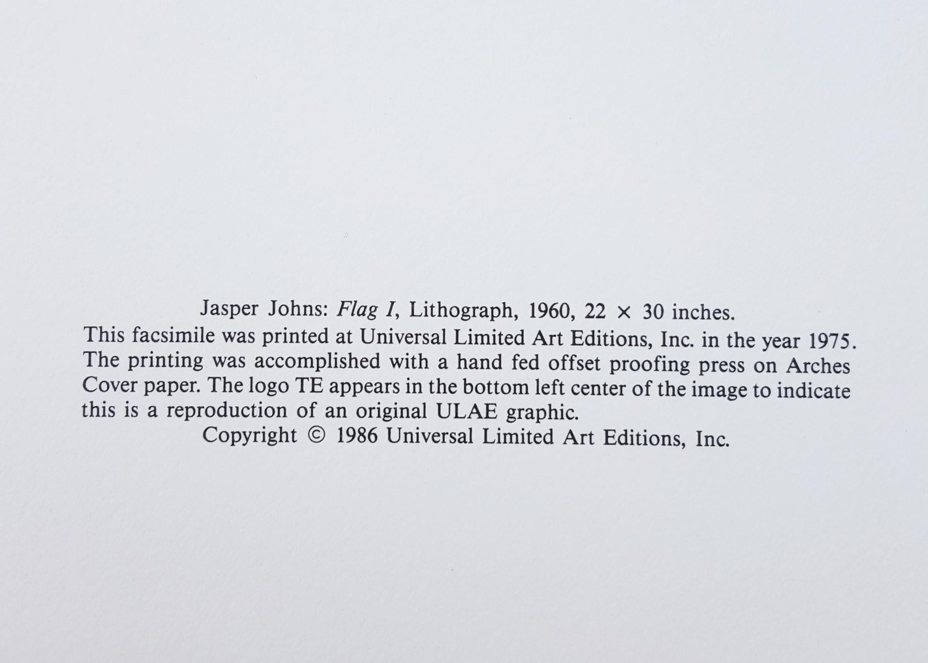 Flag I /// Pop Art Jasper Johns Abstract Lithograph Black Modern American ULAE For Sale 10
