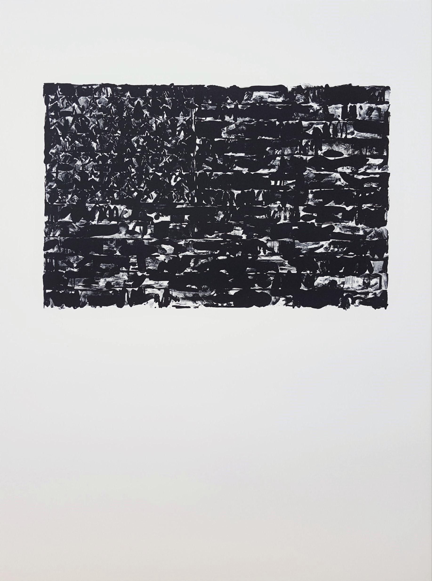 Flag I /// Pop Art Jasper Johns Abstract Lithograph Black Modern American ULAE - Print by (After) Jasper Johns