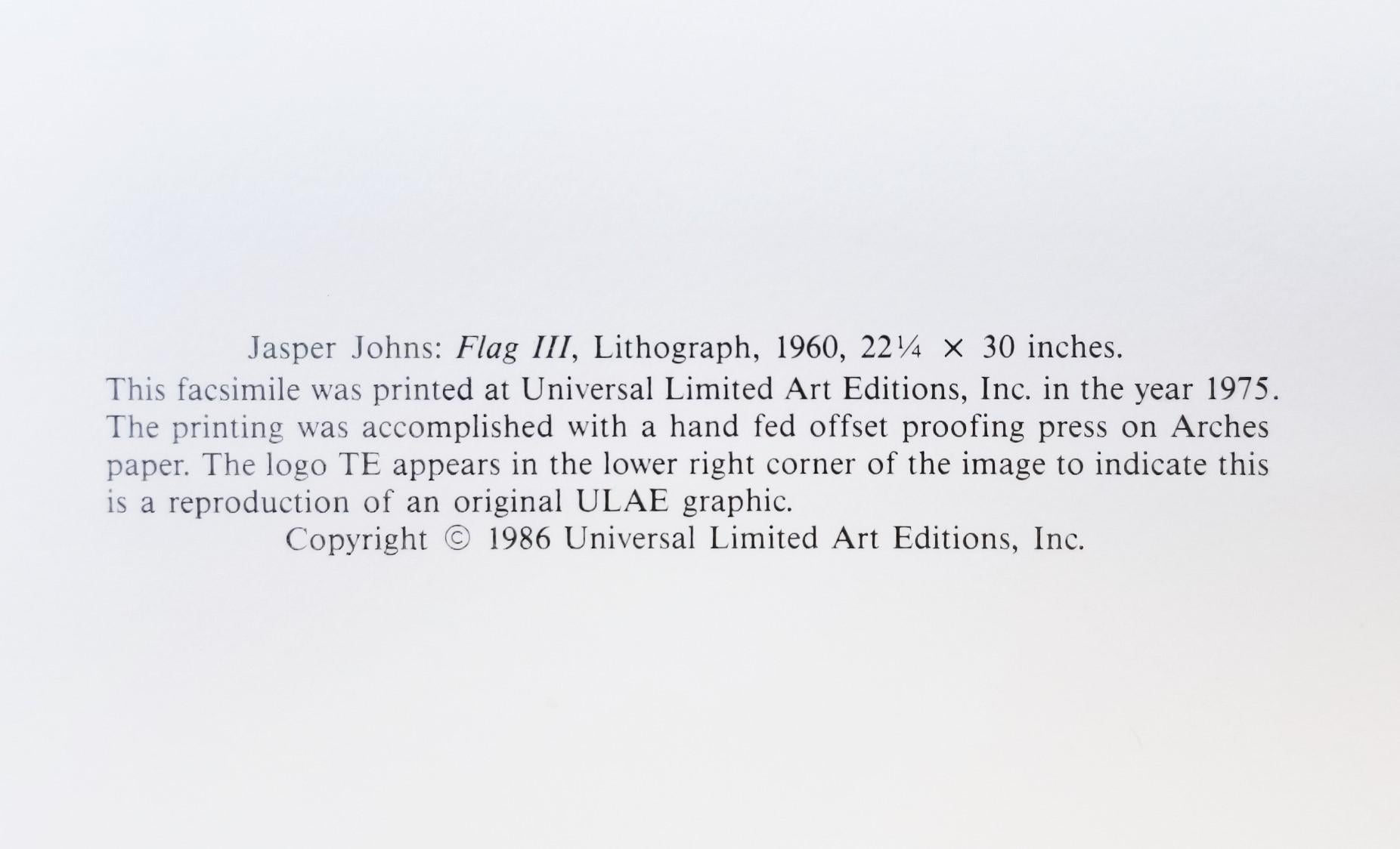 Flagge III /// Pop Art Jasper Johns Abstrakte Lithographie Amerika Minimalismus ULAE  im Angebot 16