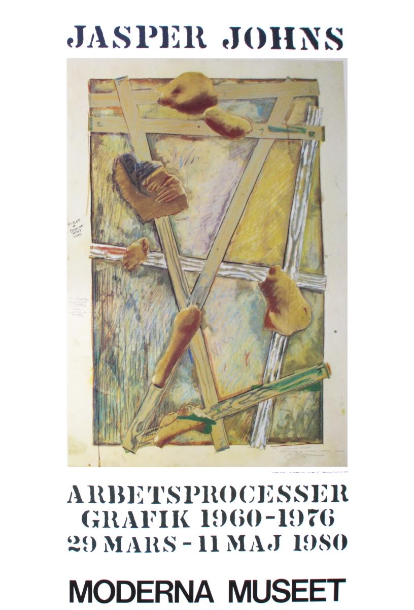 Jasper Johns-Works in Progress-39.25" x 27.5"-Poster-1980-Pop Art-Brown, Green - Print by (After) Jasper Johns