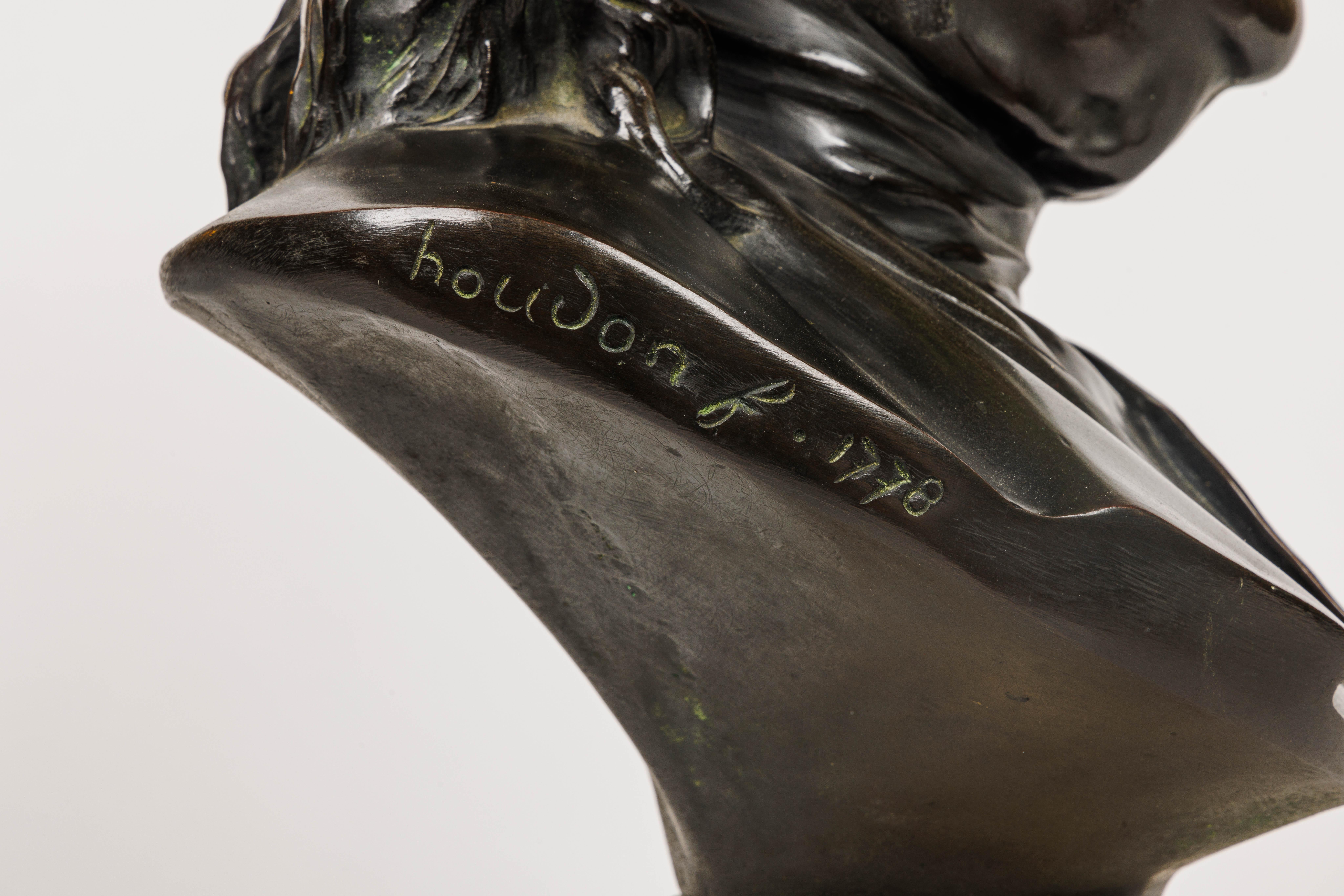 After Jean-Antoine Houdon a Bronze Bust of Benjamin Franklin For Sale 3