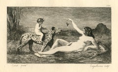Retro "Bacchante with a Panther" etching