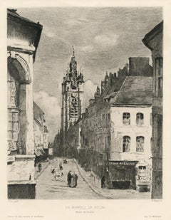 Antique "Le Beffroi de Douai" etching