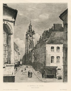 Antique "Le Beffroi de Douai" etching