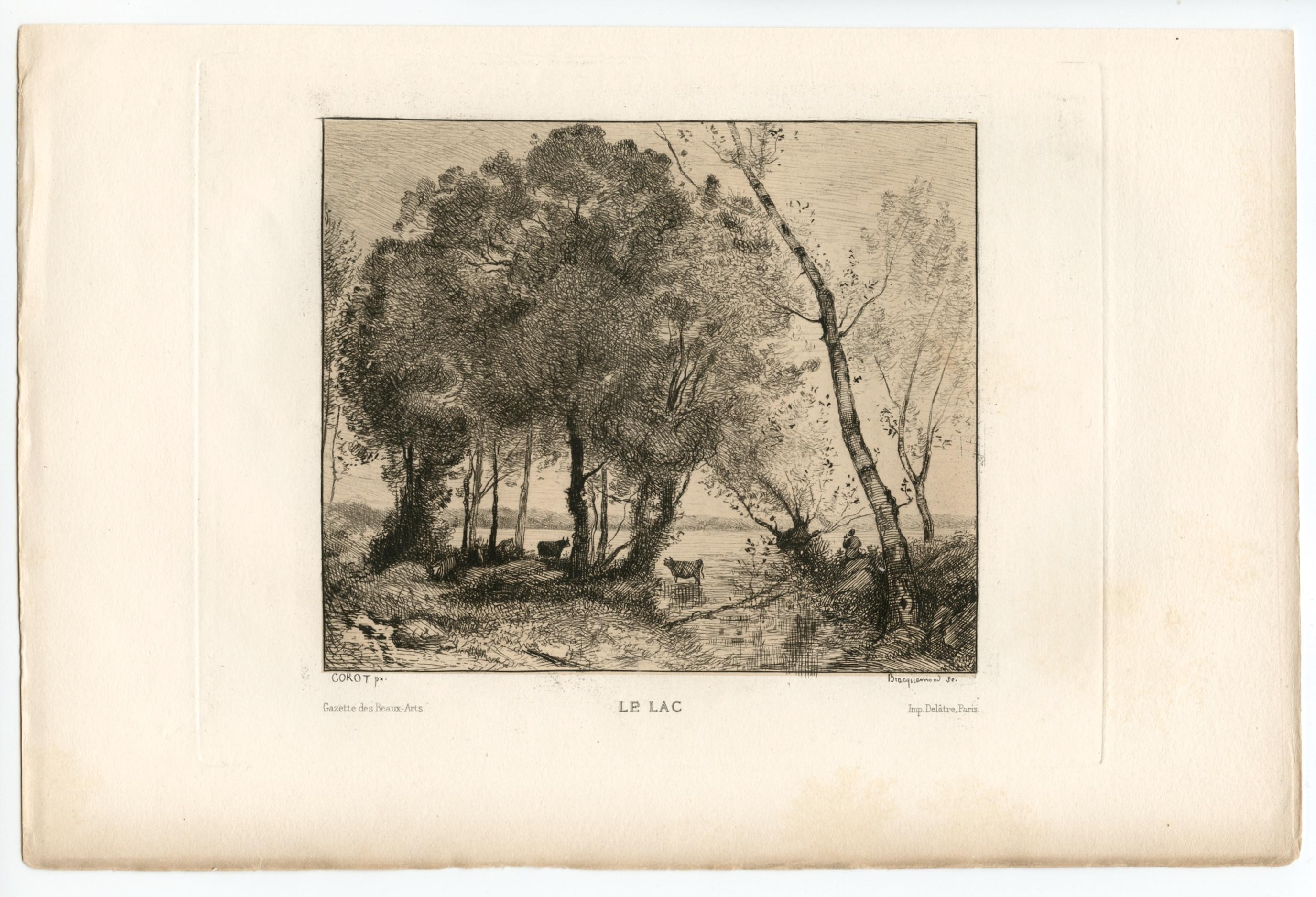 Medium: etching. Etched by Felix Bracquemond after Corot. Printed in Paris by Delâtre and published by the Gazette des Beaux-Arts in 1861. This impression was printed on chine-collé paper. Image size: 4 7/8 x 5 3/4 inches (122 x 145 mm). Sheet size: