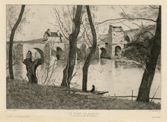 "Le Pont de Mantes" etching