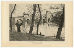 "Le Pont de Mantes" etching