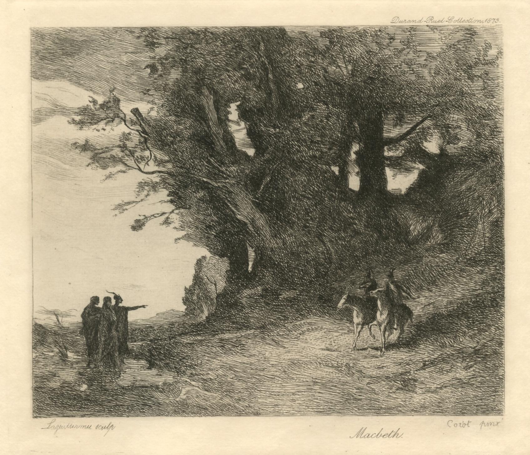 "Macbeth" etching - Print by (after) Jean-Baptiste-Camille Corot