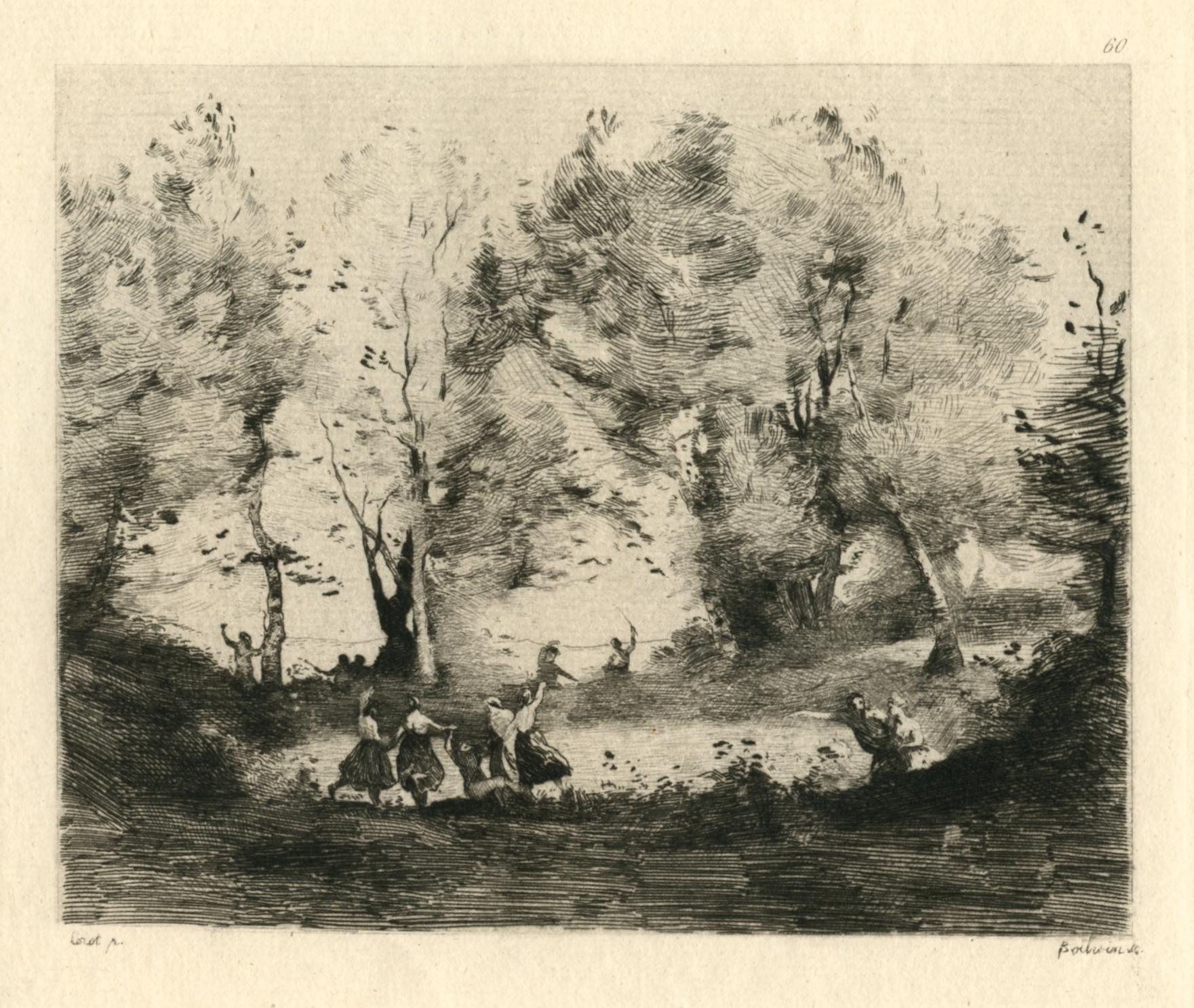 (Paysage) etching - Print by (after) Jean-Baptiste-Camille Corot