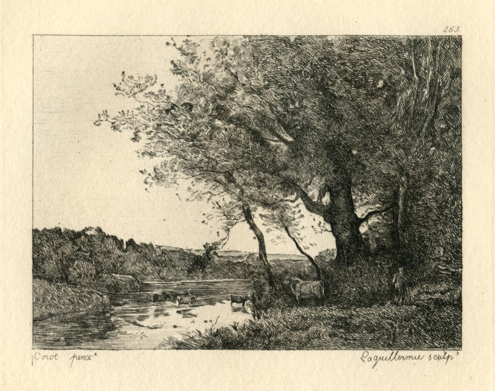 (Paysage) etching - Print by (after) Jean-Baptiste-Camille Corot