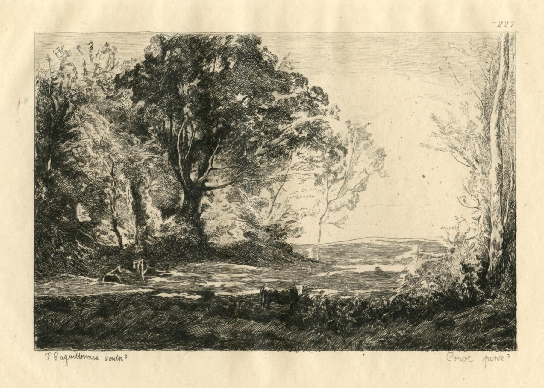 (Paysage) etching - Print de (after) Jean-Baptiste-Camille Corot